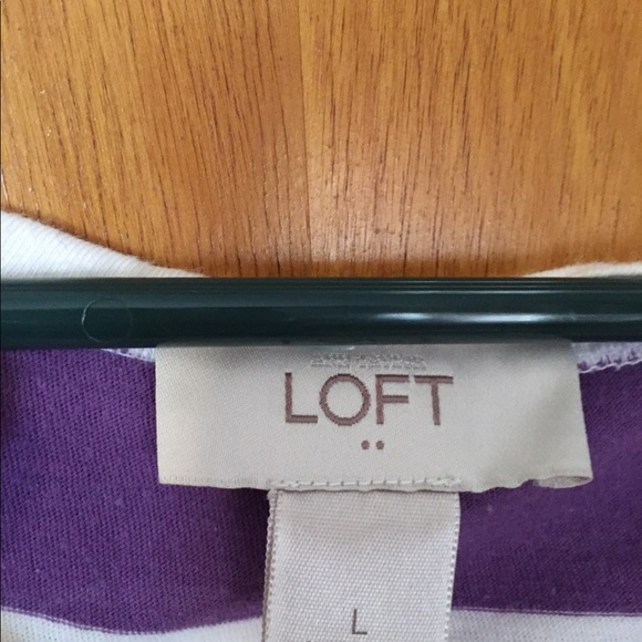 Loft Large Purple And White Striped Top - Picture 3 of 4